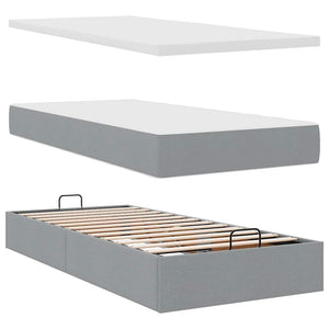 vidaXL Ottoman Bed with Mattress Light Grey 100x200 cm Fabric