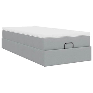 vidaXL Ottoman Bed with Mattress Light Grey 100x200 cm Fabric
