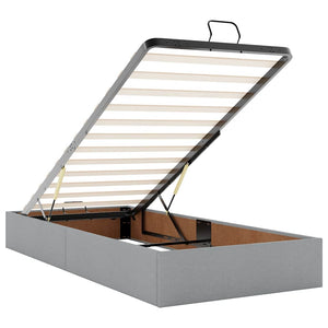 vidaXL Ottoman Bed with Mattress Light Grey 100x200 cm Fabric
