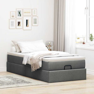 vidaXL Ottoman Bed with Mattress Dark Grey 100x200 cm Fabric