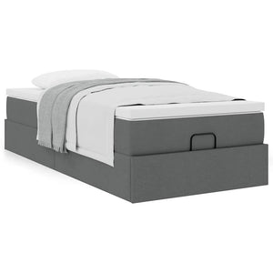 vidaXL Ottoman Bed with Mattress Dark Grey 100x200 cm Fabric
