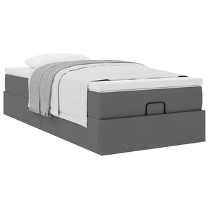 vidaXL Ottoman Bed with Mattress Dark Grey 100x200 cm Fabric
