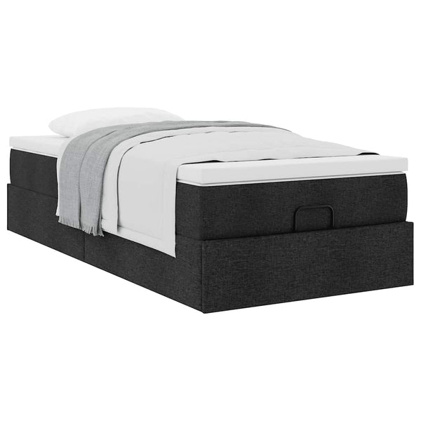 vidaXL Ottoman Bed with Mattress Black 100x200 cm Fabric