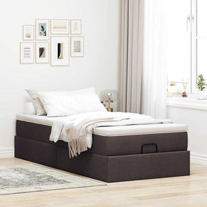 vidaXL Ottoman Bed with Mattress Dark Brown 100x200 cm Fabric