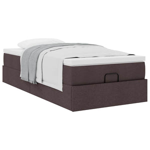 vidaXL Ottoman Bed with Mattress Dark Brown 100x200 cm Fabric