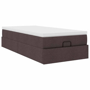vidaXL Ottoman Bed with Mattress Dark Brown 100x200 cm Fabric