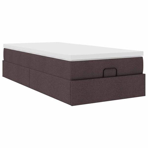 vidaXL Ottoman Bed with Mattress Dark Brown 100x200 cm Fabric