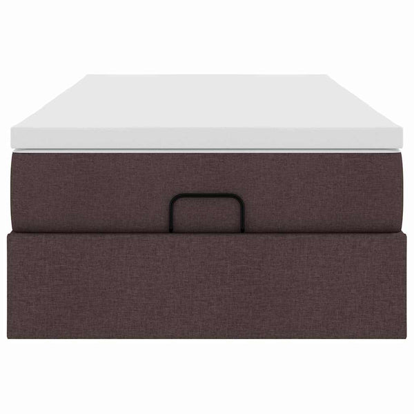 vidaXL Ottoman Bed with Mattress Dark Brown 100x200 cm Fabric