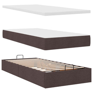 vidaXL Ottoman Bed with Mattress Dark Brown 100x200 cm Fabric