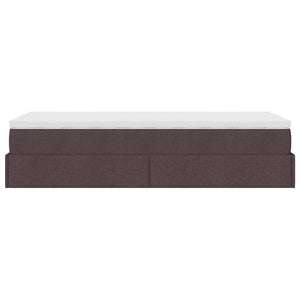 vidaXL Ottoman Bed with Mattress Dark Brown 100x200 cm Fabric