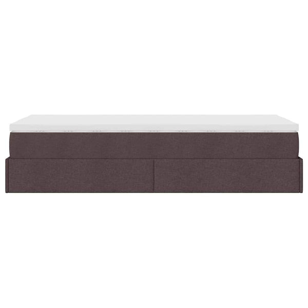 vidaXL Ottoman Bed with Mattress Dark Brown 100x200 cm Fabric