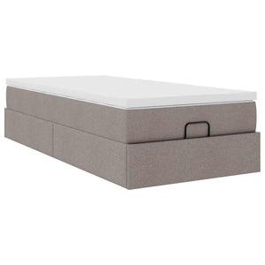 vidaXL Ottoman Bed with Mattress Taupe 100x200 cm Fabric