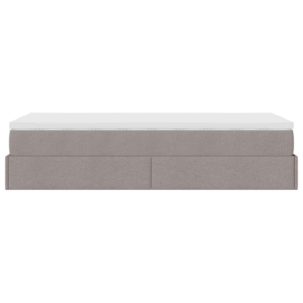 vidaXL Ottoman Bed with Mattress Taupe 100x200 cm Fabric