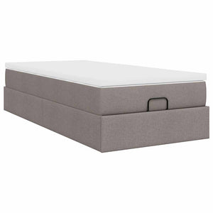 vidaXL Ottoman Bed with Mattress Taupe 100x200 cm Fabric