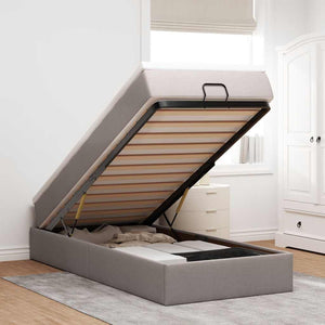 vidaXL Ottoman Bed with Mattress Taupe 100x200 cm Fabric