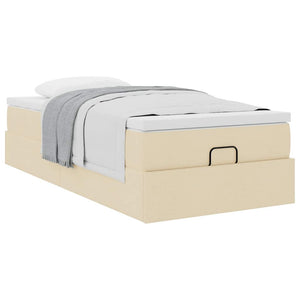 vidaXL Ottoman Bed with Mattress Cream 100x200 cm Fabric