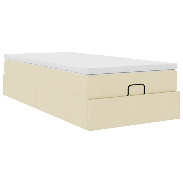 vidaXL Ottoman Bed with Mattress Cream 100x200 cm Fabric