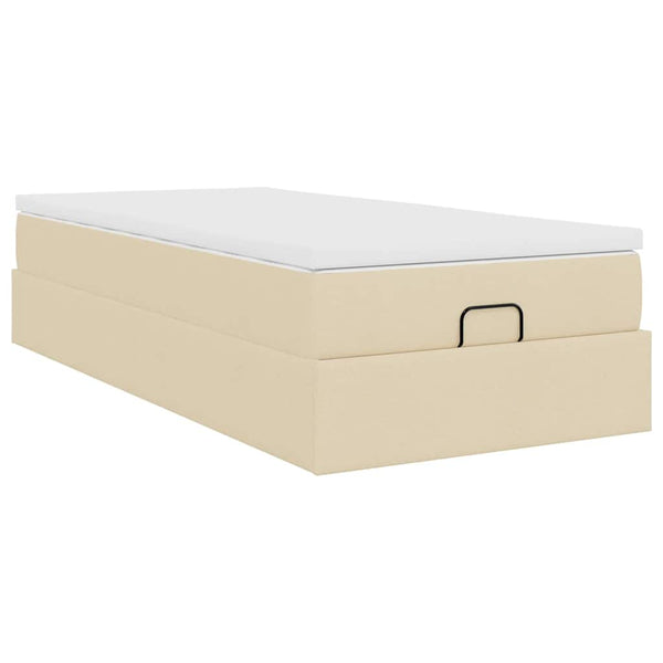 vidaXL Ottoman Bed with Mattress Cream 100x200 cm Fabric