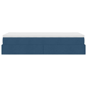 vidaXL Ottoman Bed with Mattress Blue 100x200 cm Fabric