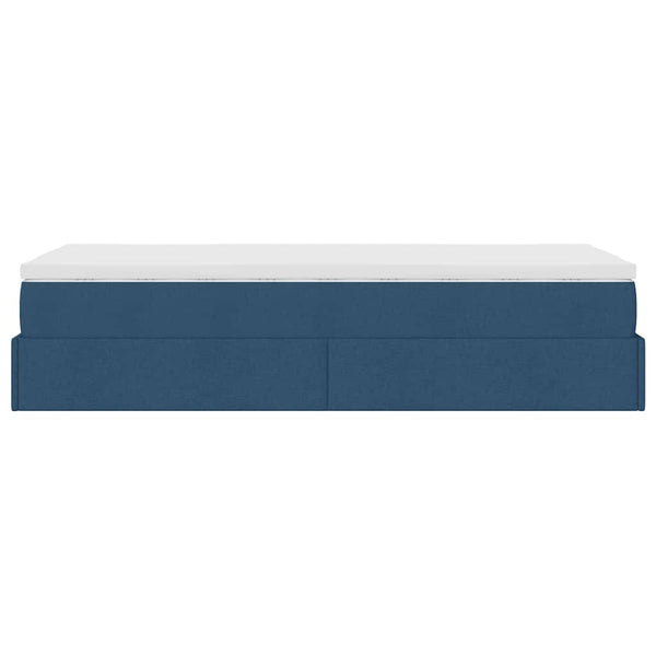 vidaXL Ottoman Bed with Mattress Blue 100x200 cm Fabric