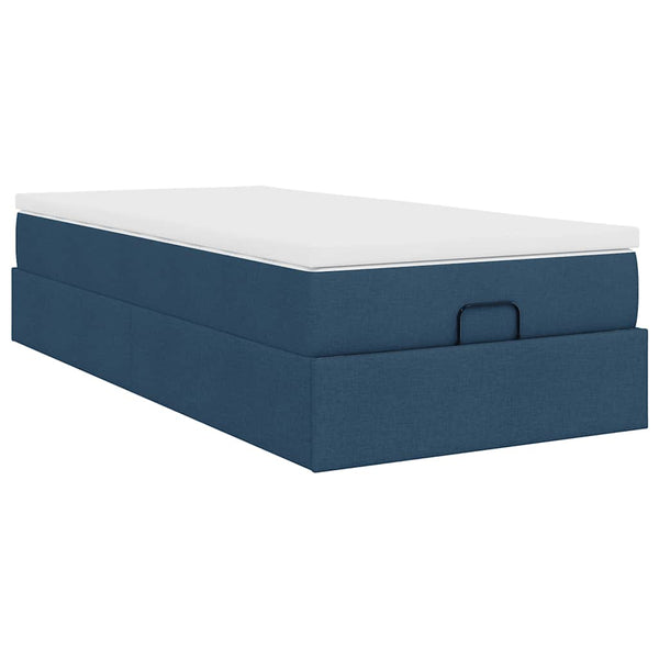 vidaXL Ottoman Bed with Mattress Blue 100x200 cm Fabric