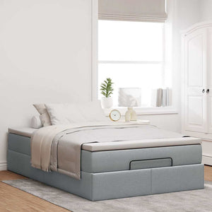 vidaXL Ottoman Bed with Mattress Light Grey 120x190 cm Fabric