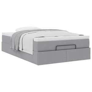 vidaXL Ottoman Bed with Mattress Light Grey 120x190 cm Fabric
