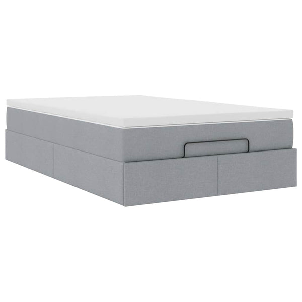 vidaXL Ottoman Bed with Mattress Light Grey 120x190 cm Fabric