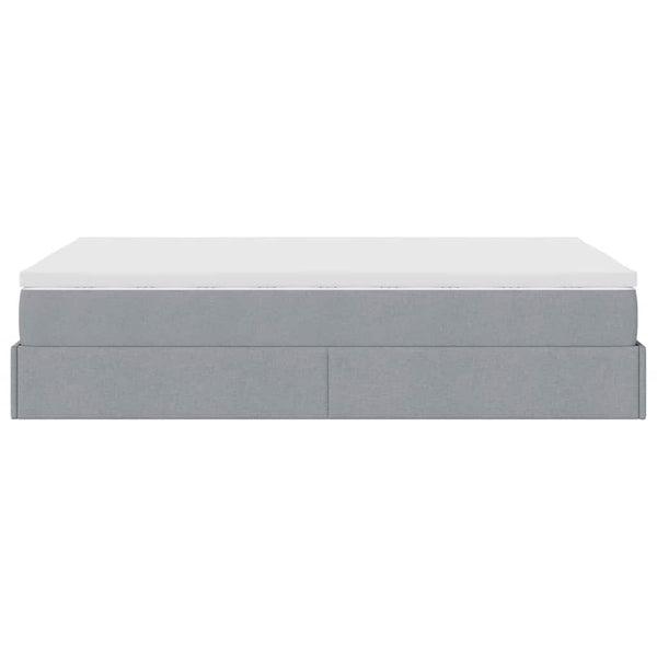 vidaXL Ottoman Bed with Mattress Light Grey 120x190 cm Fabric