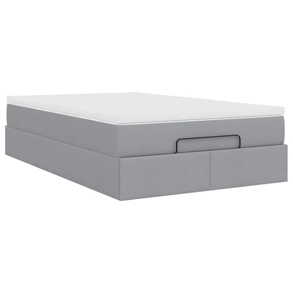 vidaXL Ottoman Bed with Mattress Light Grey 120x190 cm Fabric
