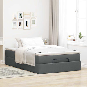 vidaXL Ottoman Bed with Mattress Dark Grey 120x190 cm Fabric