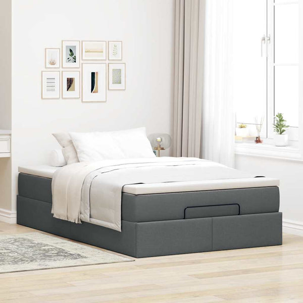 vidaXL Ottoman Bed with Mattress Dark Grey 120x190 cm Fabric