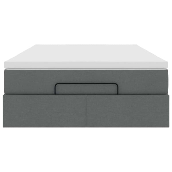 vidaXL Ottoman Bed with Mattress Dark Grey 120x190 cm Fabric