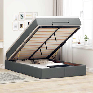 vidaXL Ottoman Bed with Mattress Dark Grey 120x190 cm Fabric