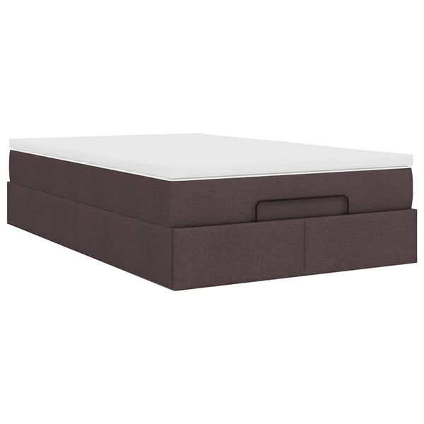 vidaXL Ottoman Bed with Mattress Dark Brown 120x190 cm Fabric