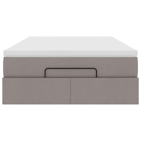 vidaXL Ottoman Bed with Mattress Taupe 120x190 cm Fabric