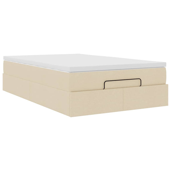 vidaXL Ottoman Bed with Mattress Cream 120x190 cm Fabric