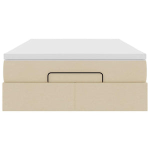 vidaXL Ottoman Bed with Mattress Cream 120x190 cm Fabric