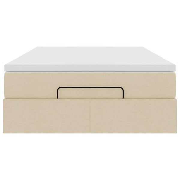 vidaXL Ottoman Bed with Mattress Cream 120x190 cm Fabric