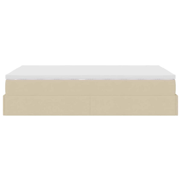 vidaXL Ottoman Bed with Mattress Cream 120x190 cm Fabric