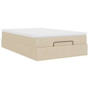 vidaXL Ottoman Bed with Mattress Cream 120x190 cm Fabric