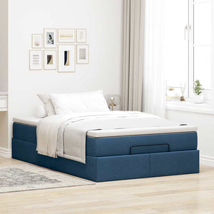 vidaXL Ottoman Bed with Mattress Blue 120x190 cm Fabric