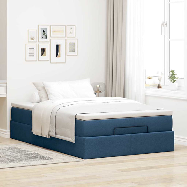 vidaXL Ottoman Bed with Mattress Blue 120x190 cm Fabric