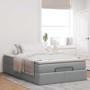 vidaXL Ottoman Bed with Mattress Light Gray 120x200 cm Fabric