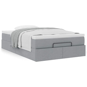 vidaXL Ottoman Bed with Mattress Light Gray 120x200 cm Fabric
