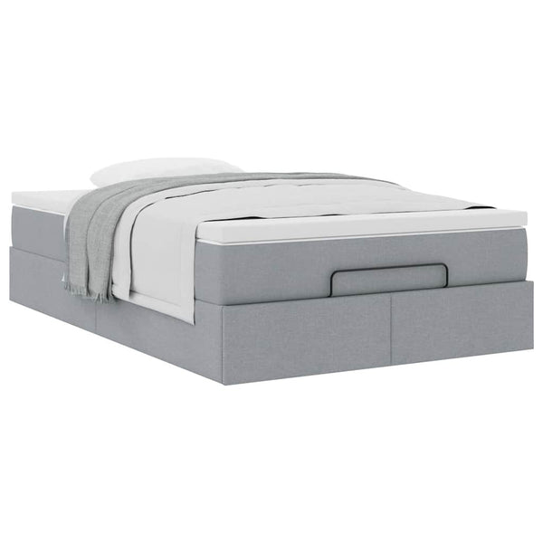 vidaXL Ottoman Bed with Mattress Light Gray 120x200 cm Fabric