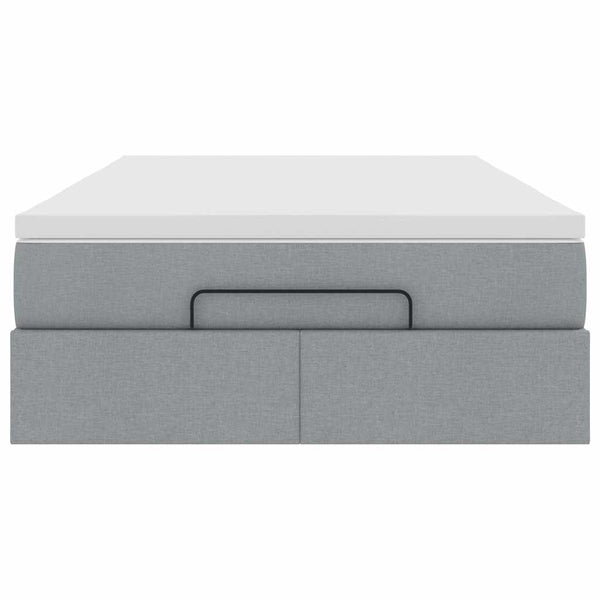 vidaXL Ottoman Bed with Mattress Light Gray 120x200 cm Fabric