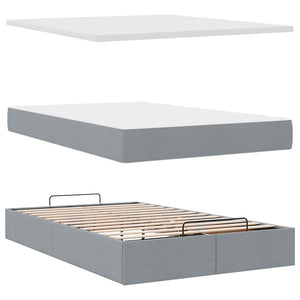 vidaXL Ottoman Bed with Mattress Light Gray 120x200 cm Fabric