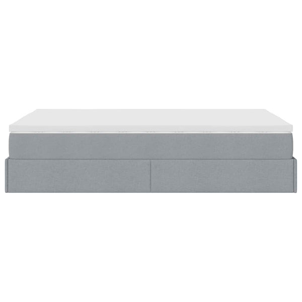 vidaXL Ottoman Bed with Mattress Light Gray 120x200 cm Fabric