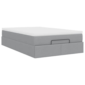 vidaXL Ottoman Bed with Mattress Light Gray 120x200 cm Fabric